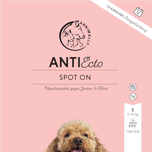 Annimally Floh- und Zeckenschutz Spot ON für Hunde - Effektives Zeckenmittel für Hunde, 3 Monate Langzeitschutz Flohmittel & Zeckenschutz - (4-10kg)