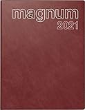rido/idé 7027042291 Buchkalender magnum, 2 Seiten = 1 Woche, 183 x 240 mm, Schaumfolien-Einband Catana weinrot, Kalendarium 2021