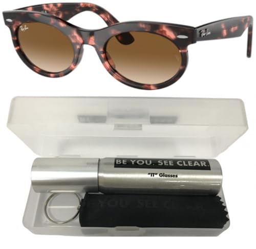 Ray-Ban RB2242 Sunglasses Bundle: RB 2242 WAYFARER OVAL 133451 Pink Havana/Clear Gradient Brown Crystal Standard and Eyewear Cleaning Kit2