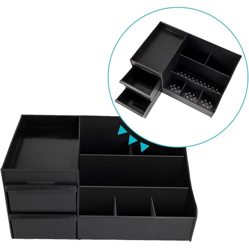 Organizador de Mesa Escritório e Porta Maquiagem Preto