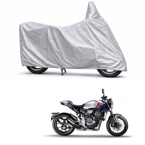 Image of 100% Waterproof Two Wheeler Body Cover Multi Layered Fabric Designed for Honda CB1000R Plus | Belt Buckle Lock | Silver Mag