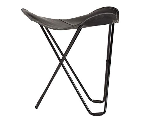 Cuero Flying Goose Pampa Hocker Stahl/Leder Schwarz, Größe: 48cm x 47cm x 48cm, 1422