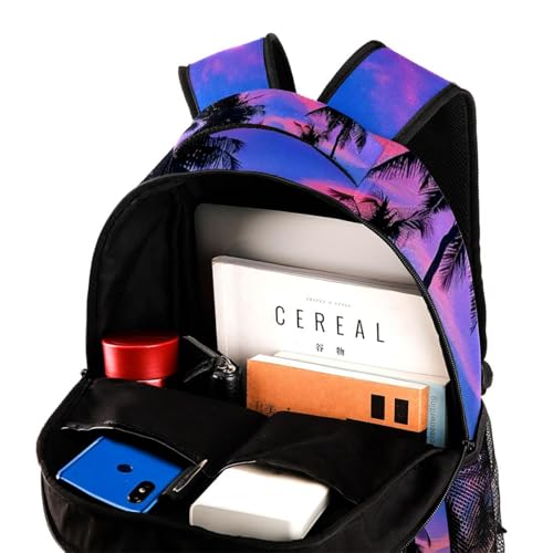 Sac à dos motif palmier avec bretelles confortables pour voyage et école - 4