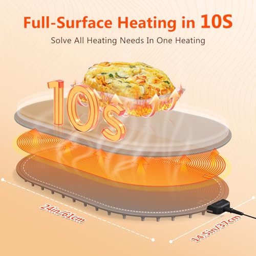 seenlast Warming Mat for Food with Adjustable Temperature Timer,10S Fast Heating Silicone Food Warmers for Parties Buffet and Home Daily,Food Warming Mat with Insulating Pad Raised Feet Protects Table — view 2