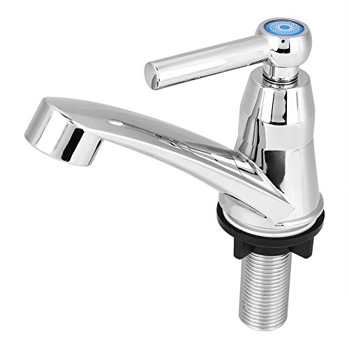 GOTOTOP Rubinetto lavabo monocomando ugello Acqua Rubinetto Acqua Fredda, Moderno Rubinetto Singolo Freddo Finitura cromata Rubinetto Acqua per casa Bagno lavabo Cucina(Manico Dritto)