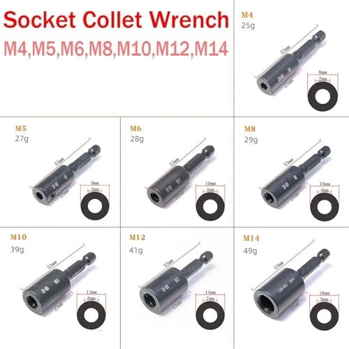 Clé à douille M5 adaptateur de mandrin pour perceuse et tournevis électrique