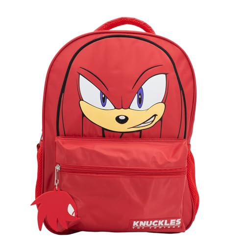 Image of AI ACCESSORY INNOVATIONS Sonic The Hedgehog Backpack for Boys & Girls, Knuckles 16 Inch Schoolbag with 3D Features, Durable School Bag for Kids, Red
