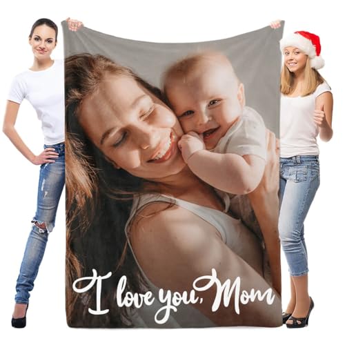 Image of inkArts Custom Blanket with Photo, Personalized Blanket, Customized Photo Blankets, Customizable Picture Blankets, Personalized Mom Blanket Gifts for Mom Baby Kid Family