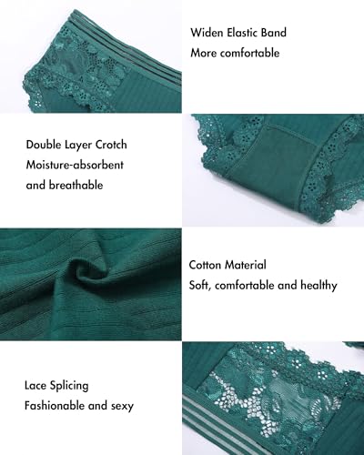 LEVAO Womens Underwear Cotton Bikini Panties Lace Breathable Hipster Panty Stretch Full Briefs Multipacks S-XL4