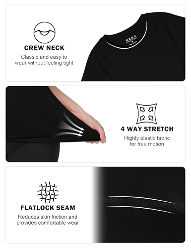 Roadbox Damen Sportoberteil Eng Kurzarm, Schnelltrocknend Laufshirt & Gym Shirt, Leichtes Base Layer Funktionsshirt für Training, Joggen, Pilates & Outdoor