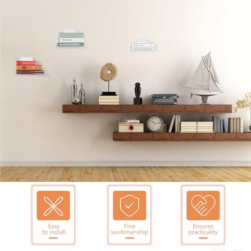 Regal Wand Weiß, 2 Stück Kleines Wandregal Weiß, Schwebendes Regal, Metall Bücherregal Weiss, Unsichtbares Wandregale Wand Regale für Wände Badezimmer Wohnzimmer Schlafzimmer Büro Deko