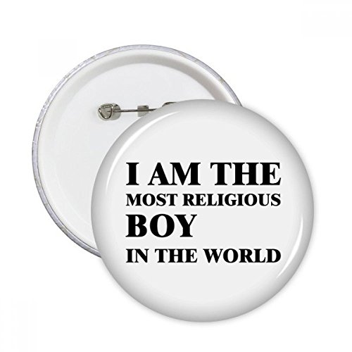 Badge bouton religieux Je suis le garçon M pins rond multicolore