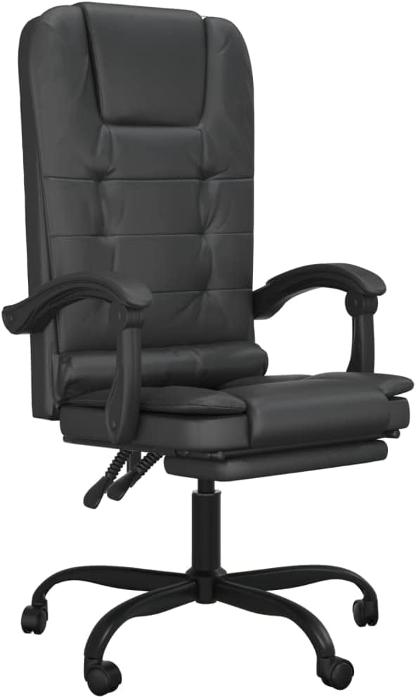 vidaXL Modern Adjustable Massage Reclining Office Chair | Elegant Black Faux Leather | Metal and Plywood Frame | Comfortable Foam Filling, 349774