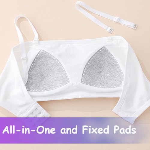 Girls Strapless Bandeau Bras Cotton Bandeau with Detachable Straps Seamless Bralettes for 12-18 Years4