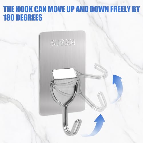 Feirdhoo Klebehaken Extra Stark, Selbstklebende Haken Edelstahl, 12 Stück Handtuchhaken ohne Bohren, Wandhaken Klebehaken Max 10 kg, Handtuchhalter Haken für Bad, Decke, Wand, Schlüssel, Kleidung