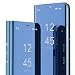 ISADENSER Huawei Mate 20 Case Huawei Mate 20 Cover Luxury View Flip Electroplate Plating Mirror Makeup Glitter Slim Wallet Shockproof Full Body Protective Case for Huawei Mate 20 Mirror Blue