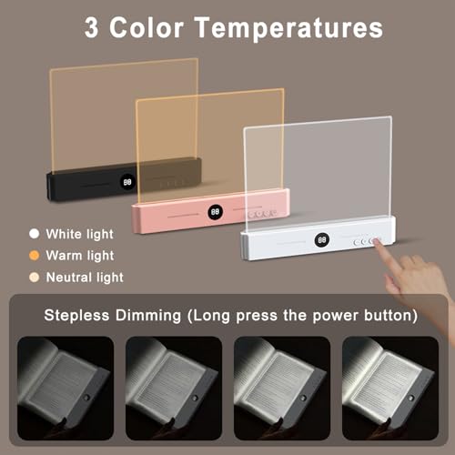 Lampe de lecture LED transparente rechargeable avec 3 couleurs et minuterie - 5