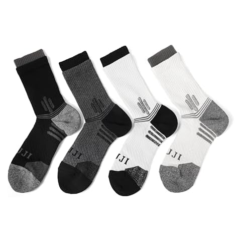 Jsimmotd Men’s Athletic Ankle Socks Calf Basketball Sports Socks,Soft And Breathable Crew Socks(Black grey/Grey black/Black white/Grey white) Cover
