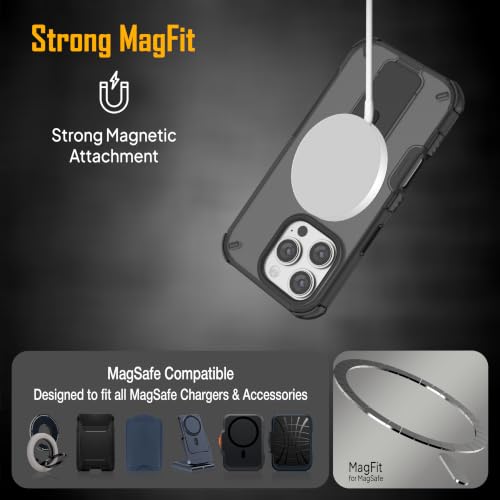 Image of ZAP CASE Matte Kickstand Case for iPhone 16 Pro | Magsafe Compatible | Premium Polycarbonate Back + Flexible TPU Bumper | Foldable Stand | Military-Grade Drop Protection | Anti-Fingerprint | Black