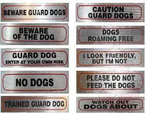 eCobblerSign For Dog Owners 17X4cm - Caution Guard Dogs