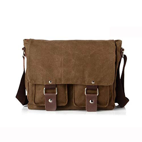 SYF DJN Lona de Cuero para Hombres DSLR Vintage Camera Messenger Bag Multifuncional Bolso