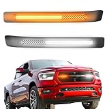 LED Light Bar for 2019-2024 Dodge RAM 1500 Laramie/Big Horn/Tradesman Factory Grille with Amber Turn Signal Lights Grill Accessories (Flag Style)