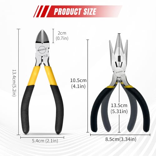 Image of Mini Jewelry Pliers Set - 5 Inch Needle Nose & Flush Wire Cutters - Spring Loaded Precision Pliers for Jewelry Making, DIY Crafts, Model Building, Electronics