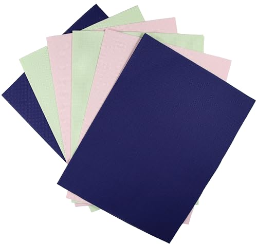 Image of KCS 6 pc of 12 inch x 18 inch (30cmx45cm) 14CT Counted Cotton Aida Cloth Cross Stitch Fabric (Royal Blue+Light Green+Pink)