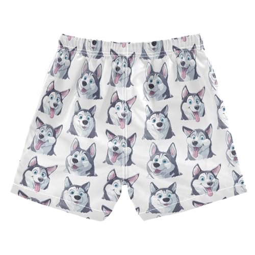 Cartoon Husky Dog Boys' Swim Board Shorts Quick-Dry Fabric Ideal for Swimming Lounging & Travel2