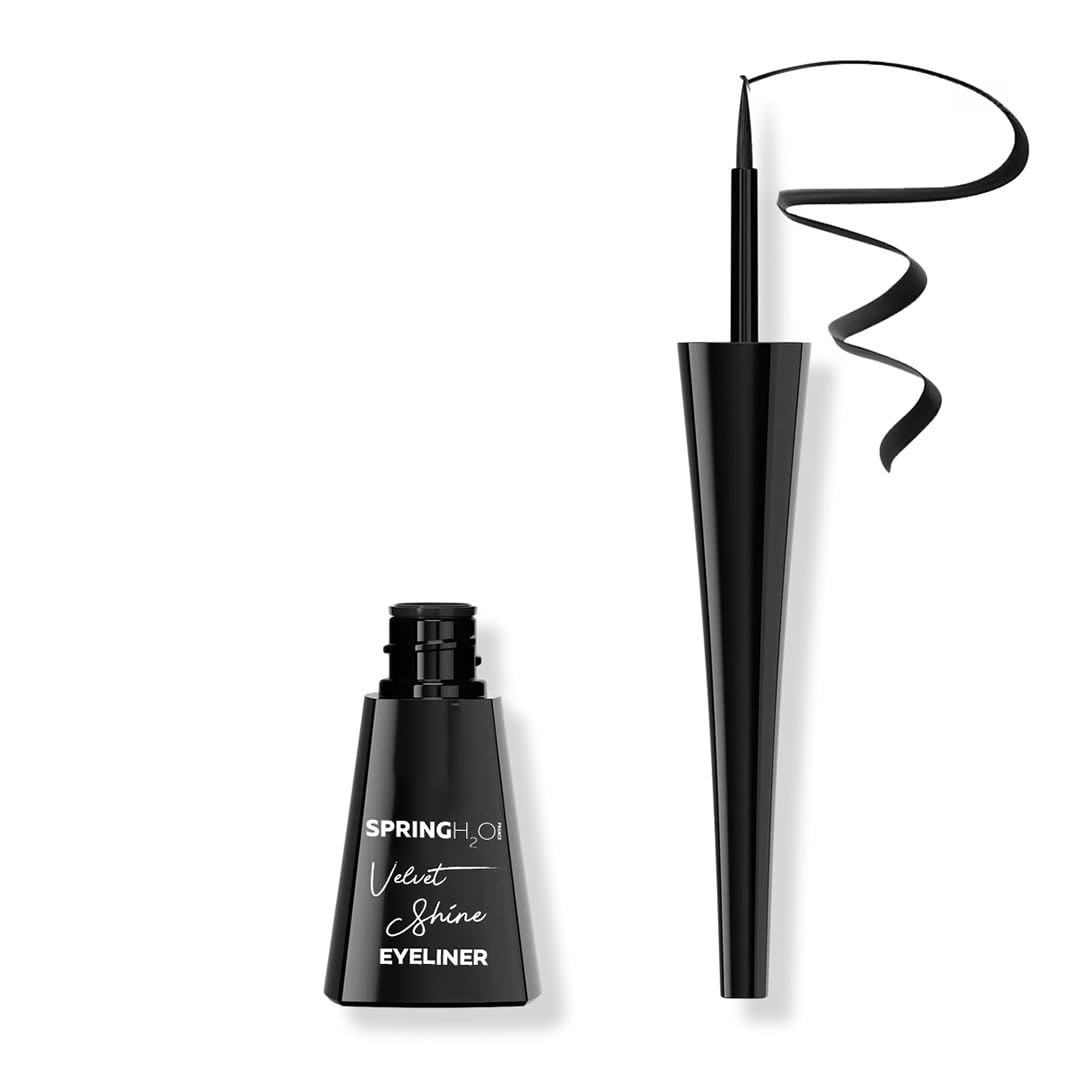 SPRING H2O Velvet Shine Eyeliner – Intense Black, 4 ml | Quick-Dry & Long-Lasting Formula, Enriched with Jojoba Oil & Vitamin E | Smudgeproof, Waterproof, Perfect for Everyday-Day Wear-image-6