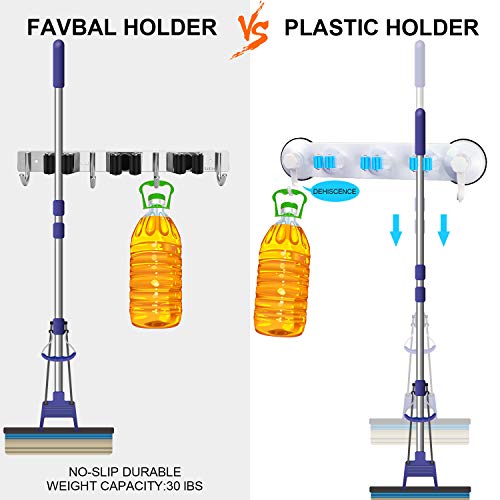 Favbal Broom Hanger Wall Mounted, 2PCS Mop and Broom Holder Wall Mount