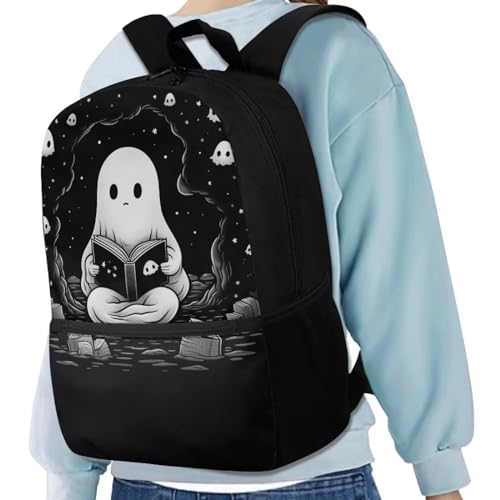 Kids Backpack for School Cute Spooky Bookbag 17 Inch School Bag for Boys Girls Middle Elementary Preschool Back Pack Purse Black Bag Pack Satchel Rucksack Travel Daypack School Supplies4