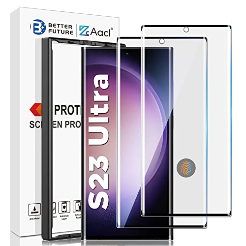 AACL for Samsung Galaxy S23 Ultra Screen Protector Tempered Glass 3D Curved Glass for S23 Ultra 5G 6.8 Inch [Fingerprint Unlock][Anti-Scratch][Case Friendly][2 Pack]