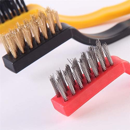 Image of Generic Plastic Metal Fiber Wire Cleaning Brush Set of 3 Multicolour