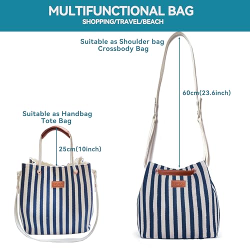 Bolso Tote De Lona Para Mujer Mediano Rayado miniatura 6