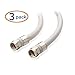 Cable Matters 3-Pack RG6 Coaxial Cable - 3ft, [CL2 Rated for in-Wall Use](CM) Quad Shield Coaxial Cable, Short Coax Cord for TV, Digital Router, Satellite Receiver and More, White