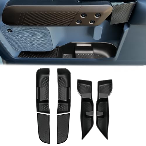 cermep auto Door Side Storage Tray Fit for 2022 2023 2024 2025 Ford Maverick Accessories | High-Strength TPE Front+Rear 4pcs Car Door Side Storage Box | Elegant black