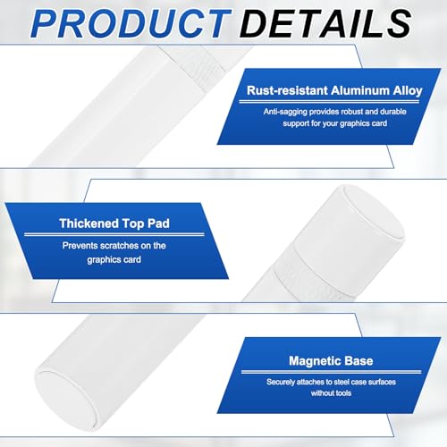 PATIKIL GPU Support Stand, Soporte para Tarjeta Gráfica 2 Piezas con Base Magnética, Altura Ajustable 7.2-12 cm, Blanco miniatura 3