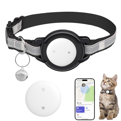 Cat Tracker - (1 Pack) Real Time GPS Tracker for Cats - No Monthly Fee - Works with Apple Find My (Only iOS) - Elastic Cat Collar - GPS Tracking Device Cats Collar