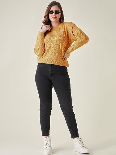Image of Modeve Self Design Round Neck Casual Women Crop Top Sweater||Winterwear||