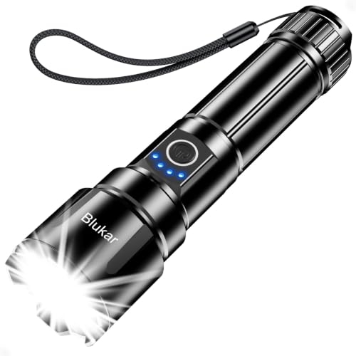 Blukar Taschenlampe LED Aufladbar, Extrem Hell Zoombar Taschenlampen – Ansicht 1