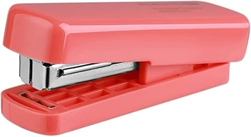 Niedlicher Hefter Büroheftgerät, Mini-Heftgerät, tragbar, 10 Blatt Kapazität, kleine Papierbindemaschine mit Nagelzieher, einfaches Laden Bürobedarf (Color : Pink)