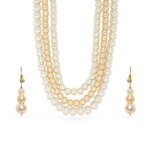 Image of Rubans Pearl Necklace Set Traditional Statement Jewellery Gift for Women & Girls