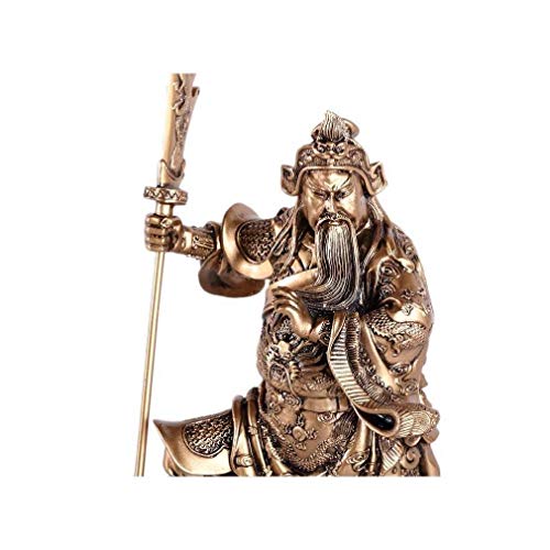 Lachineuse, GuanGong God Figurine, Feng Shui Wealth and Protection, Chinese Deity, Decorative Resin Object, Gold - Image 3
