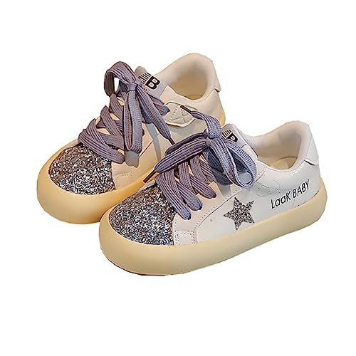 Girls Sparkle Star Casual Sneakers Glitter Sequin Sports Tennis Shoes