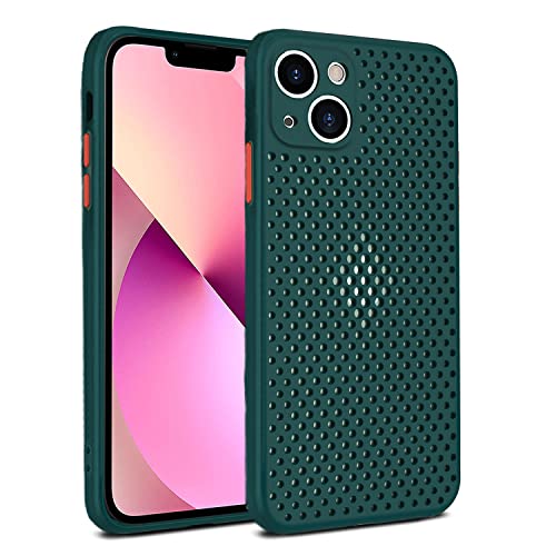 Rdyi6ba8 Cover per iPhone 15, Fotocamera Protezione Completa Ultra Leggero Morbido Silicone TPU Traspirante Mesh Design Protettiva Case per iPhone 15 - Verde Scuro
