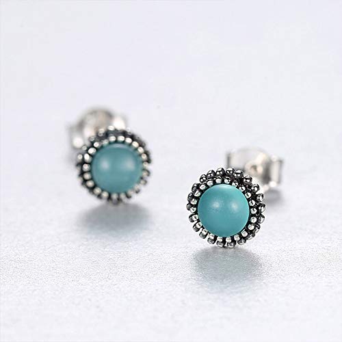 Argent 925 sterling boucles d'oreilles turquoise rondes de haute joaillerie