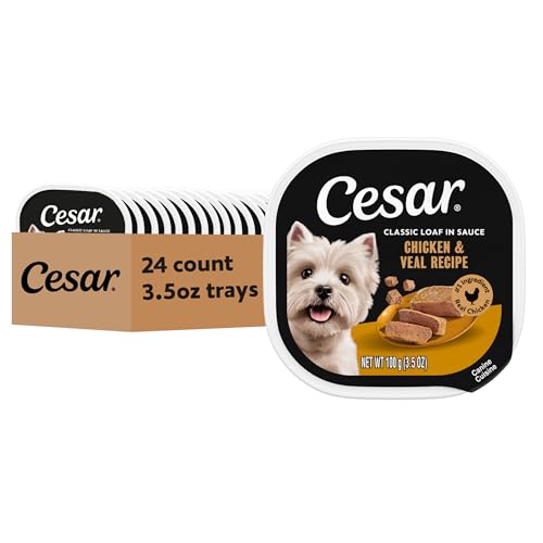 Cesar Classic Loaf in Sauce Adult Wet Dog Food Chicken and Veal Recipe, 3.5 oz....