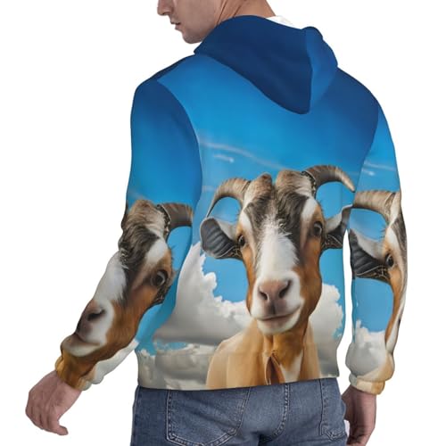Men'S Hoodies Pullover Blue Sheep Print Print Hooded Sweatshirt Long Sleeve Hoodie Casual Tops With Pocket4