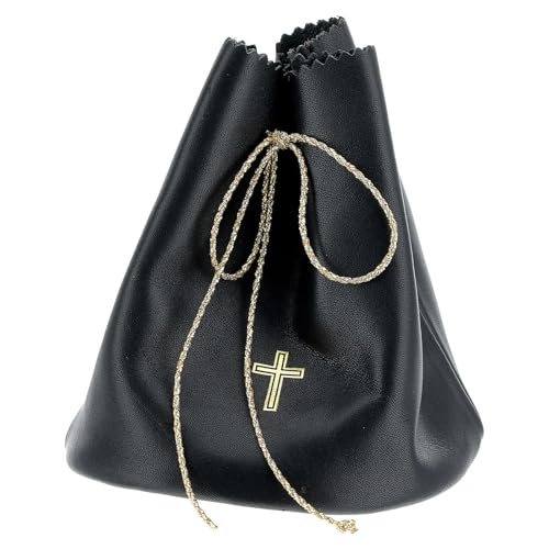 Holyart Sachet pour 3 vases Huiles Saintes en Cuir véritable Noir